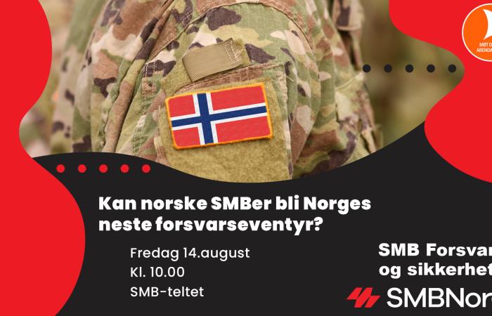 Arendalsuka 2026 debatt - Fredag klokken 10 - Grafikk SMB Norge