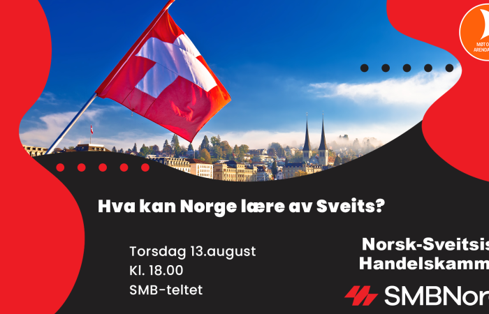 Arendalsuka 2026 debatt - Torsdag klokken 18 - Grafikk SMB Norge